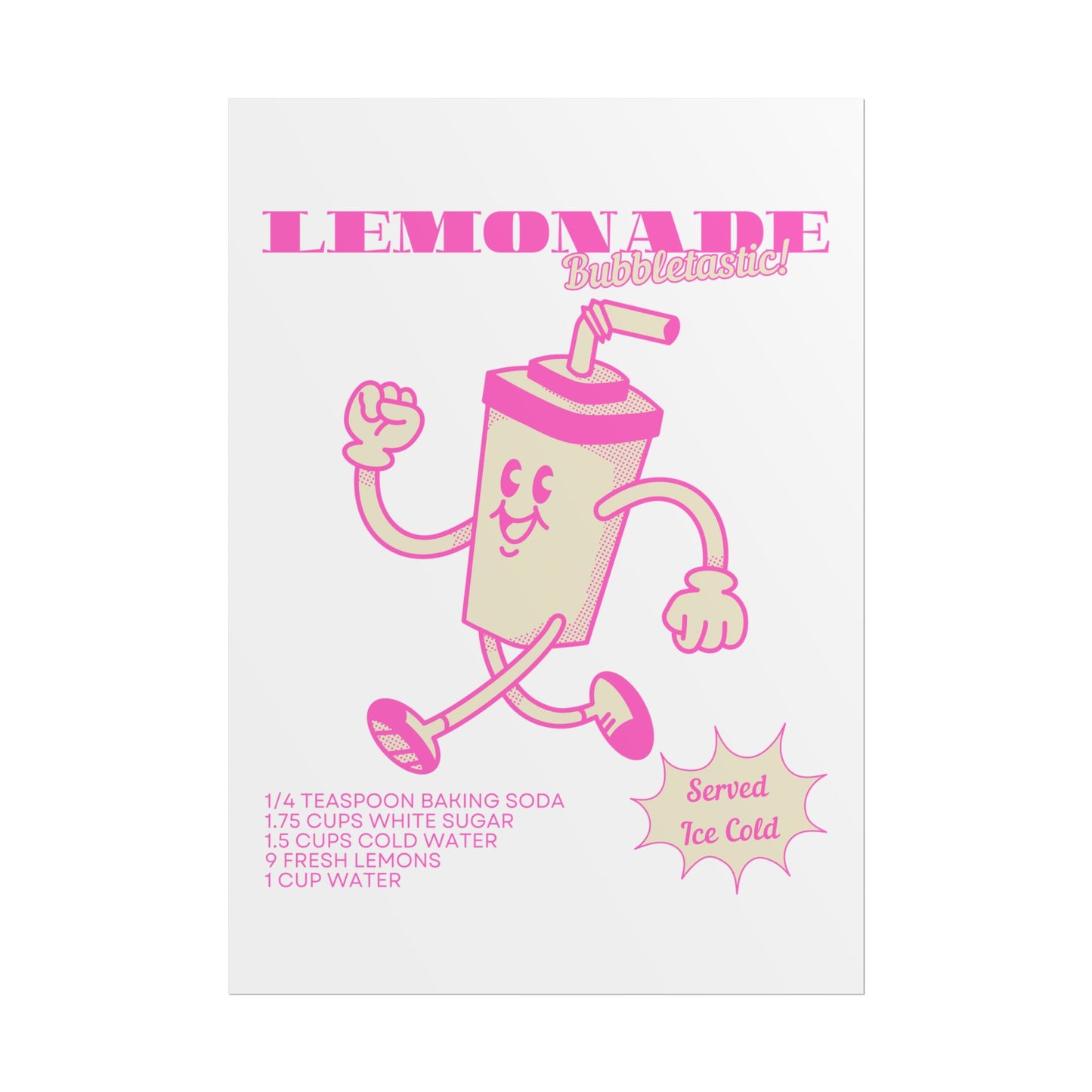 Retro Pink Lemonade Party Club Soda Machine Drink Poster