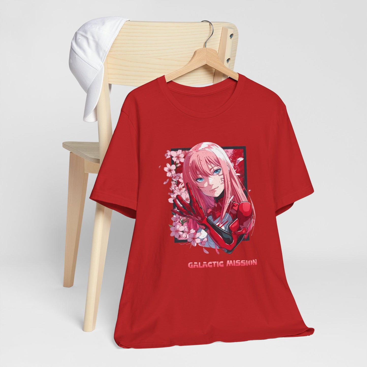 Cute Anime Pink Haired Woman Red Space Gloves T Shirt - UK