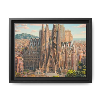 Basilica De La Sagrada Familia Abstract Art Matte Canvas, Framed (Multi-color)