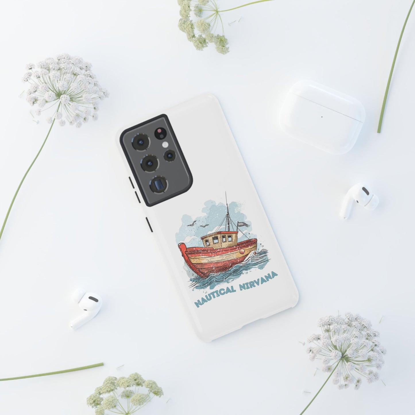 Aqua Blue Water Canal Boat White Phone Case iPhone Pixel Samsung