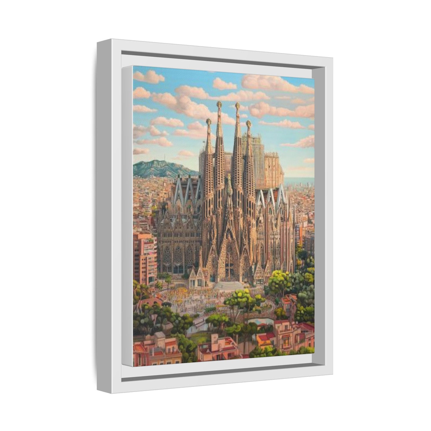 Basilica De La Sagrada Familia Abstract Art Matte Canvas, Framed (Multi-color)