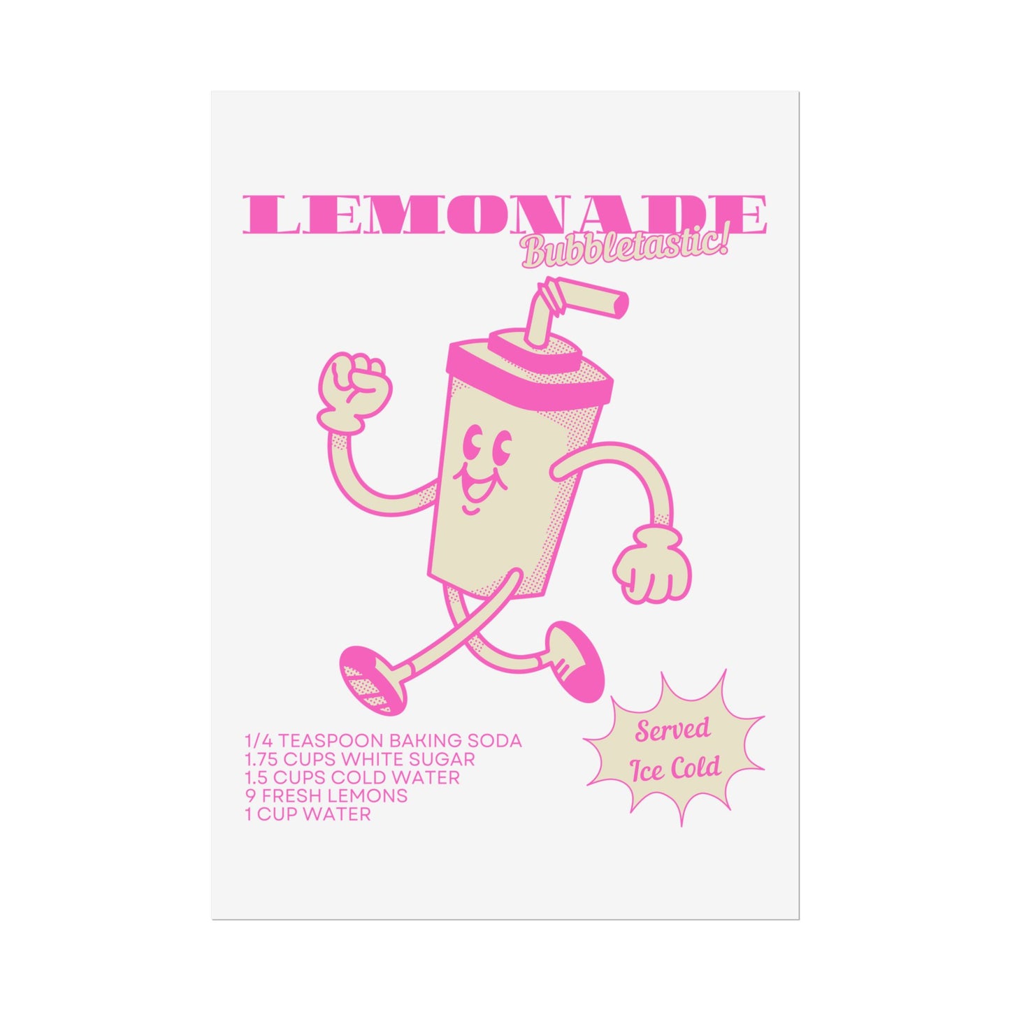 Retro Pink Lemonade Party Club Soda Machine Drink Poster