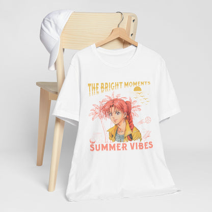 Cute Summer Beach Anime Smiling Woman T Shirt - US