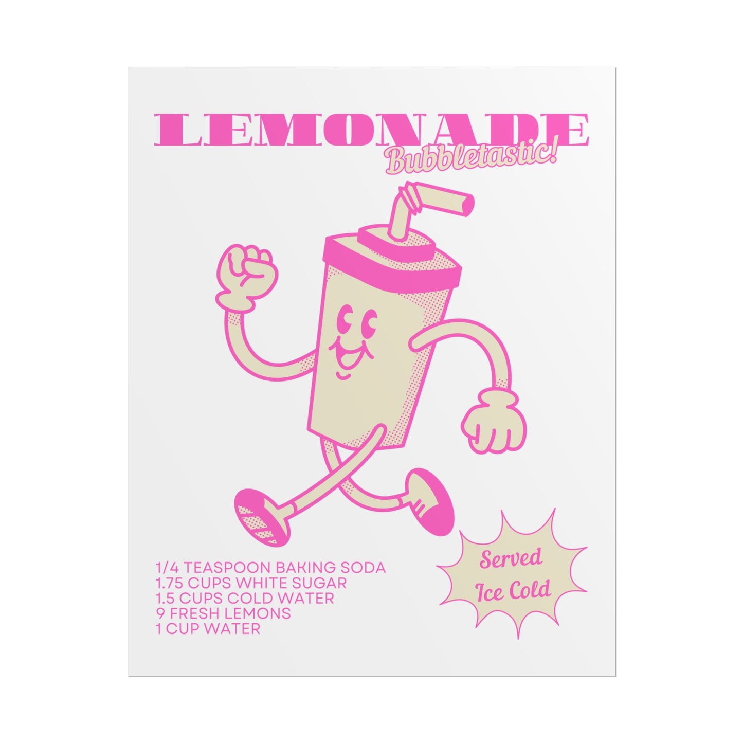 Retro Pink Lemonade Party Club Soda Machine Drink Poster