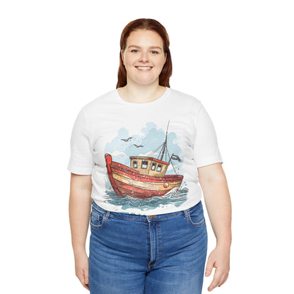 Aqua Blue Water Canal Boat T Shirt - UK