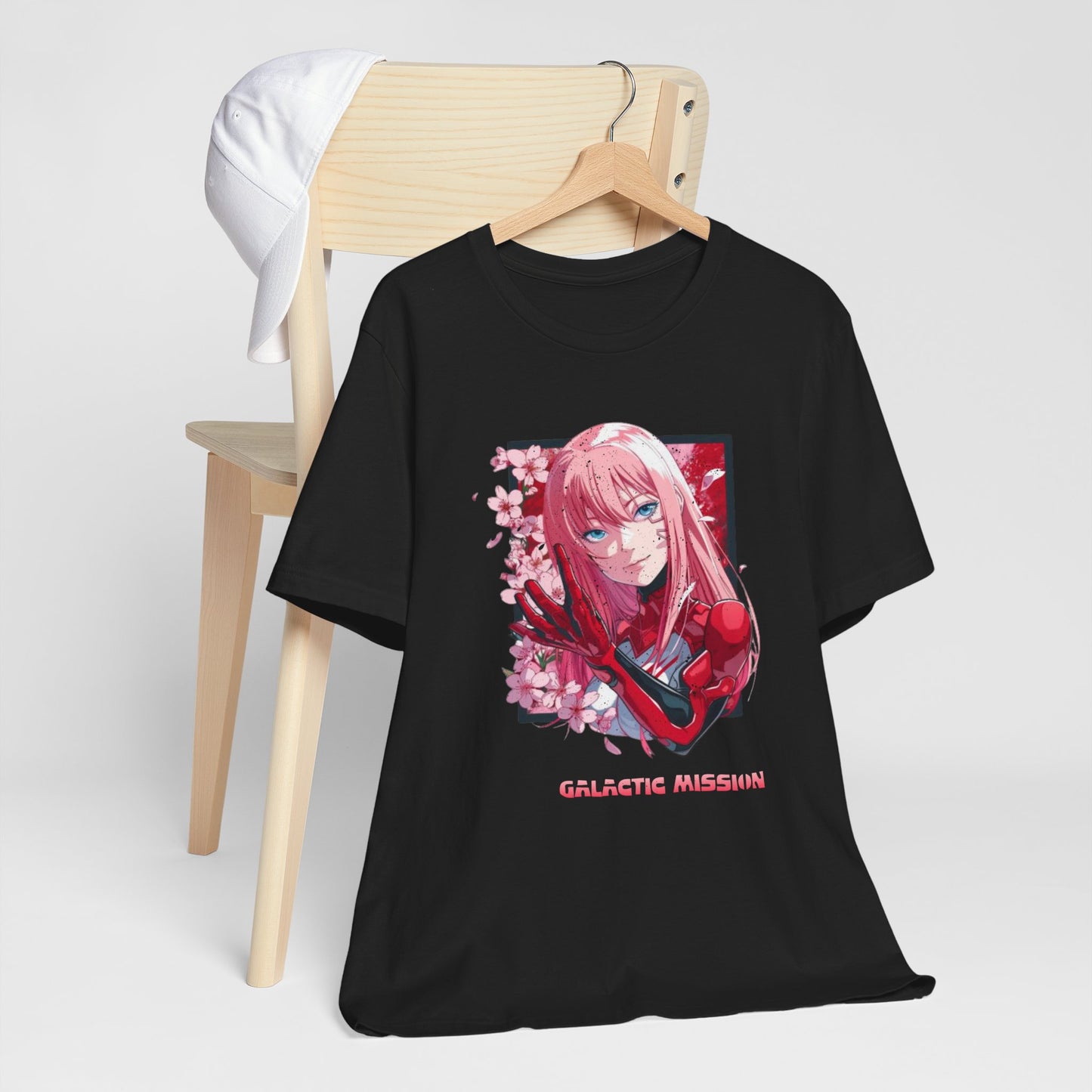 Cute Anime Pink Haired Woman Red Space Gloves T Shirt - UK