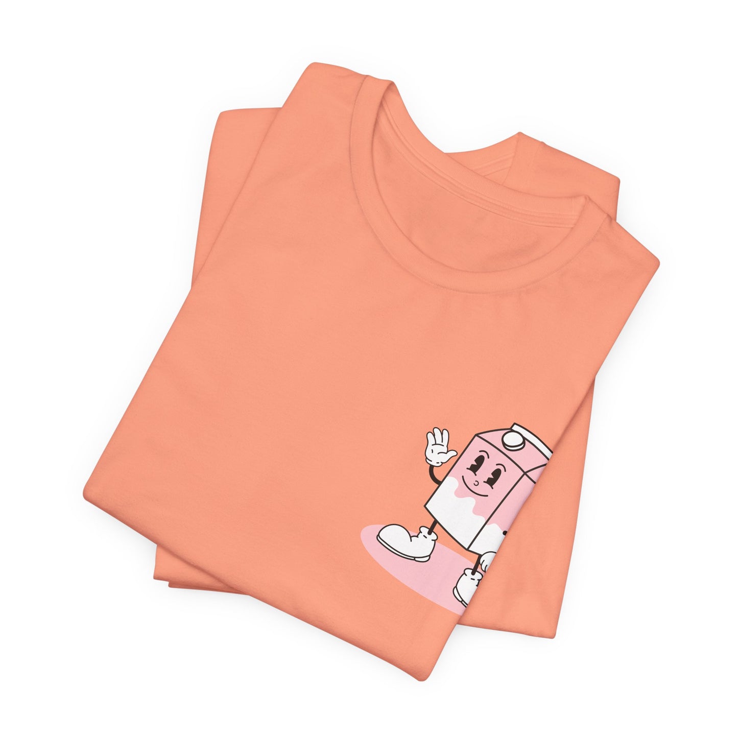 Retro Freeze Dried Strawberry Milkshake Smiling Cartoon Character T Shirt - UK