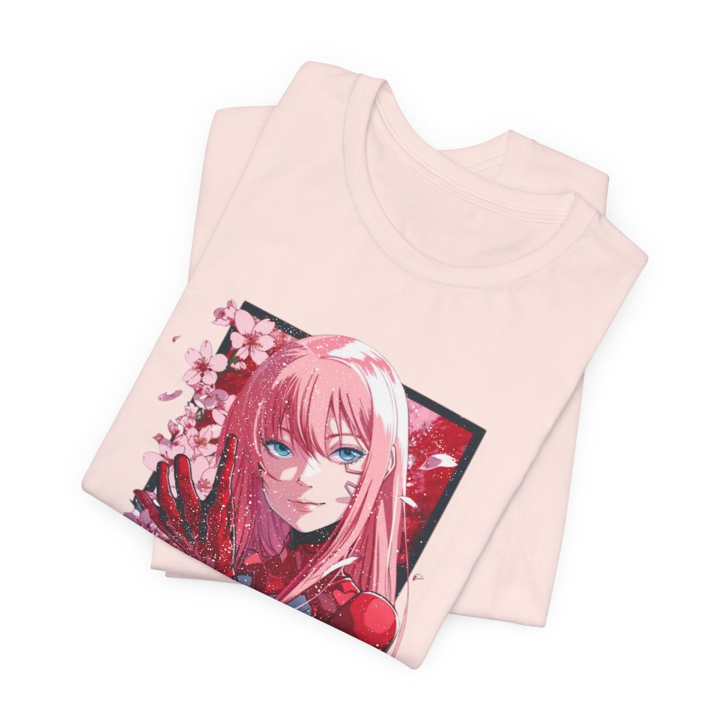 Cute Anime Pink Haired Woman Red Space Gloves T Shirt - UK