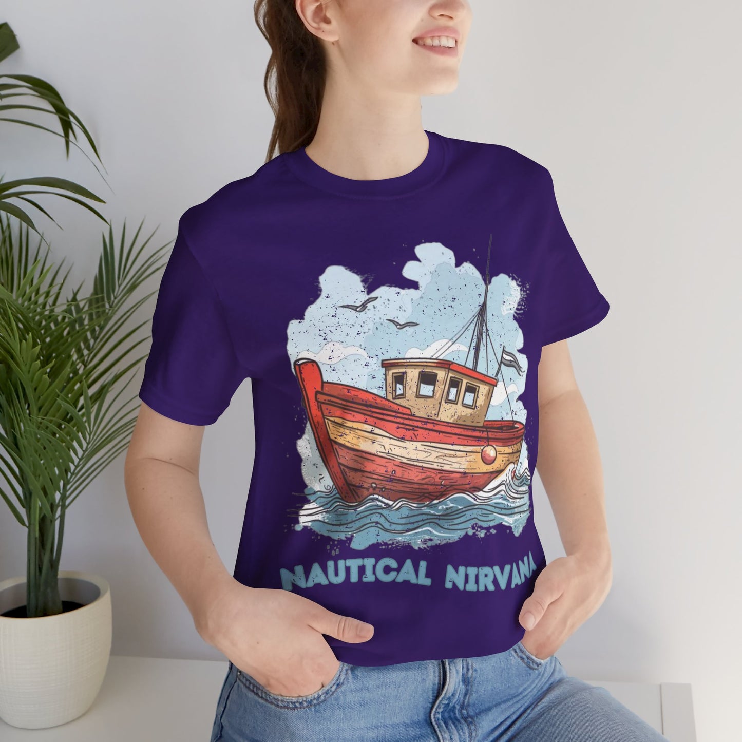 Aqua Blue Water Canal Boat T Shirt - UK