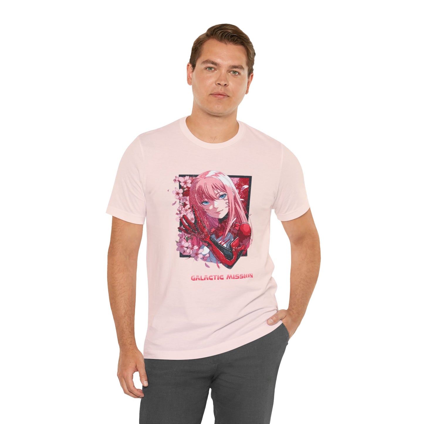 Cute Anime Pink Haired Woman Red Space Gloves T Shirt - UK