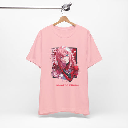 Cute Anime Pink Haired Woman Red Space Gloves T Shirt - US