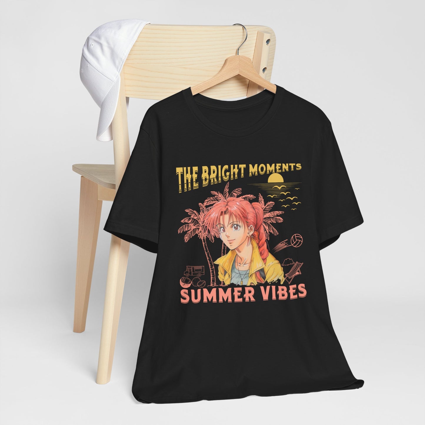 Cute Summer Beach Anime Smiling Woman T Shirt - US