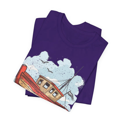 Aqua Blue Water Canal Boat T Shirt - UK