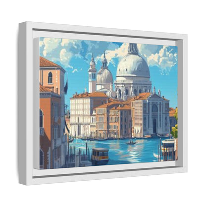 Boats Venice Italy Attractions Matte Canvas, Framed (Multi-color)