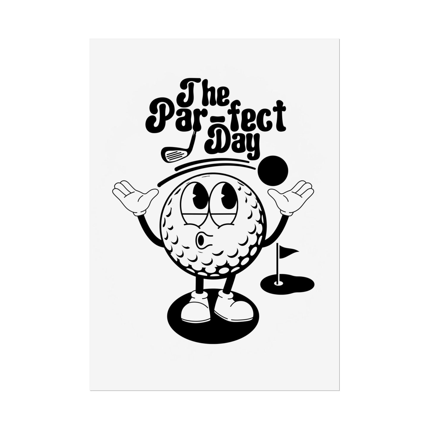 Retro American Golf Balls Funny Cartoon Character Poster