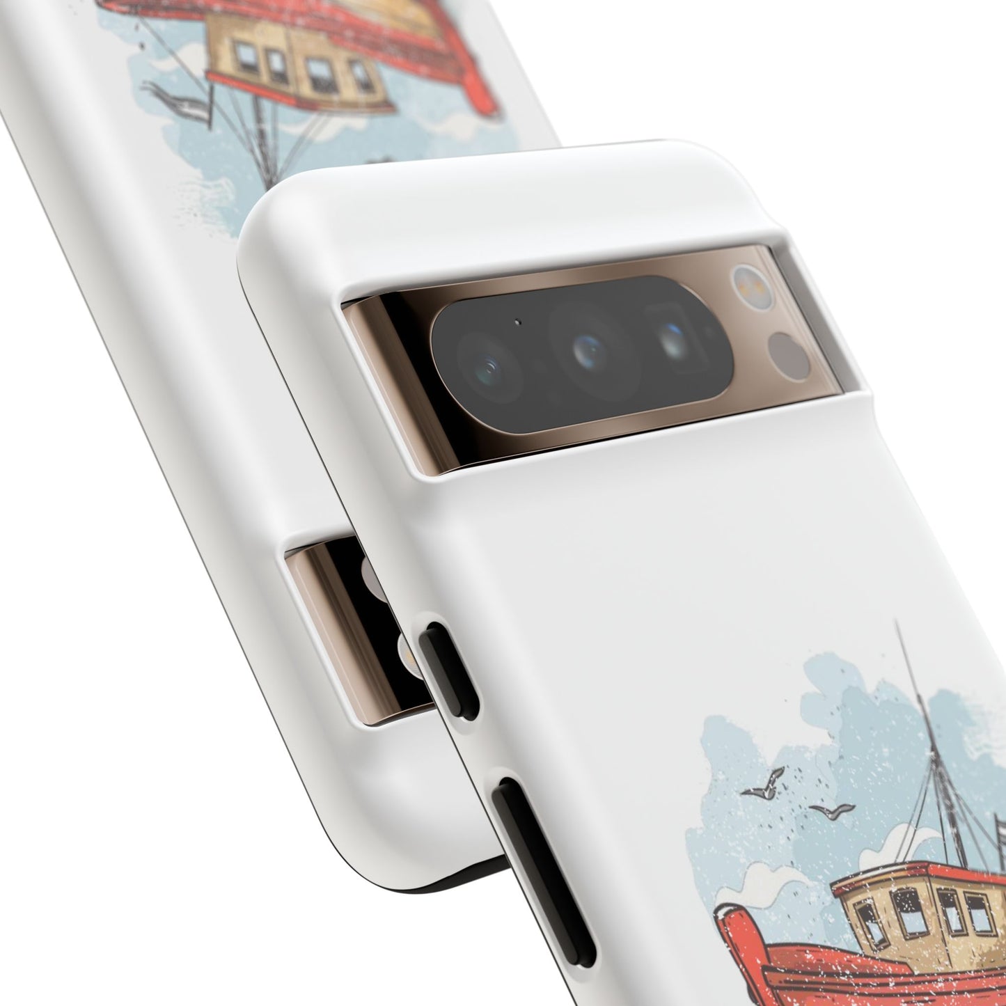 Aqua Blue Water Canal Boat White Phone Case iPhone Pixel Samsung