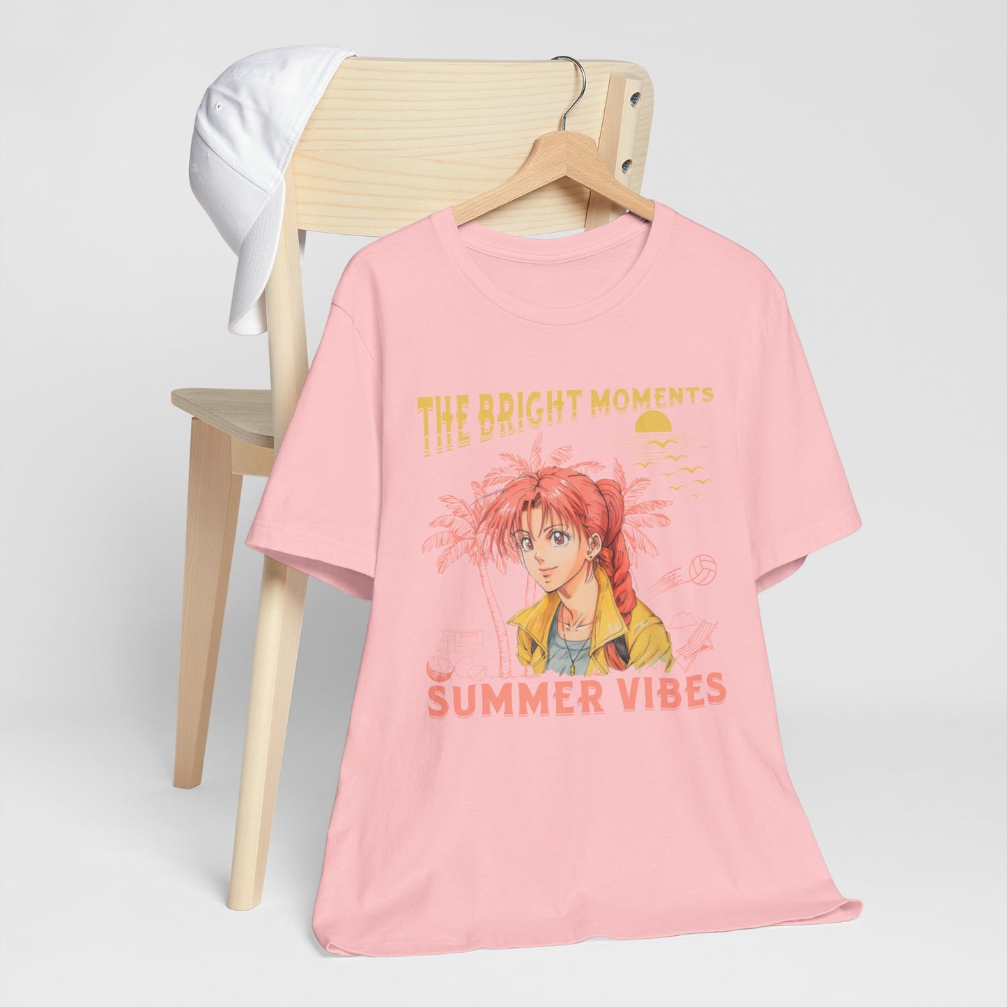 Cute Summer Beach Anime Smiling Woman T Shirt - US