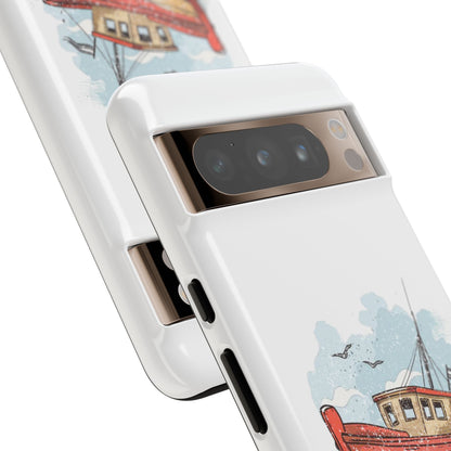 Aqua Blue Water Canal Boat White Phone Case iPhone Pixel Samsung