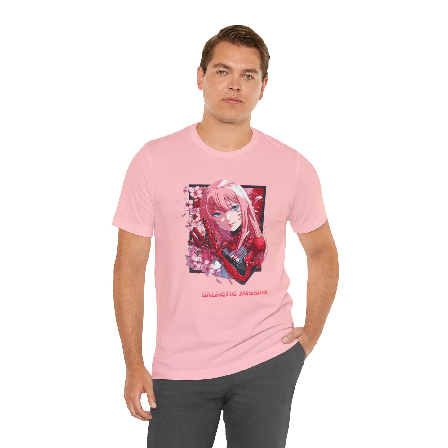 Cute Anime Pink Haired Woman Red Space Gloves T Shirt - US