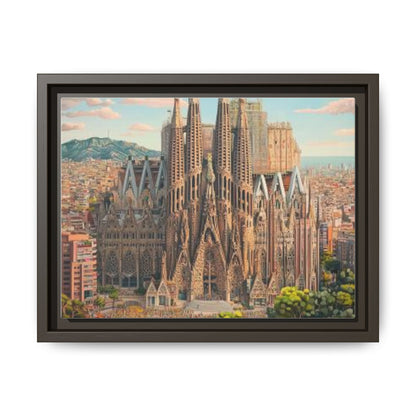 Basilica De La Sagrada Familia Abstract Art Matte Canvas, Framed (Multi-color)